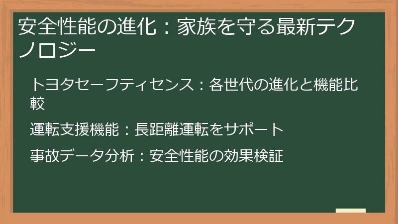安全性能の進化：家族を守る最新テクノロジー