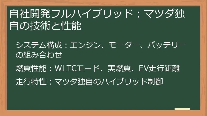 自社開発フルハイブリッド：マツダ独自の技術と性能