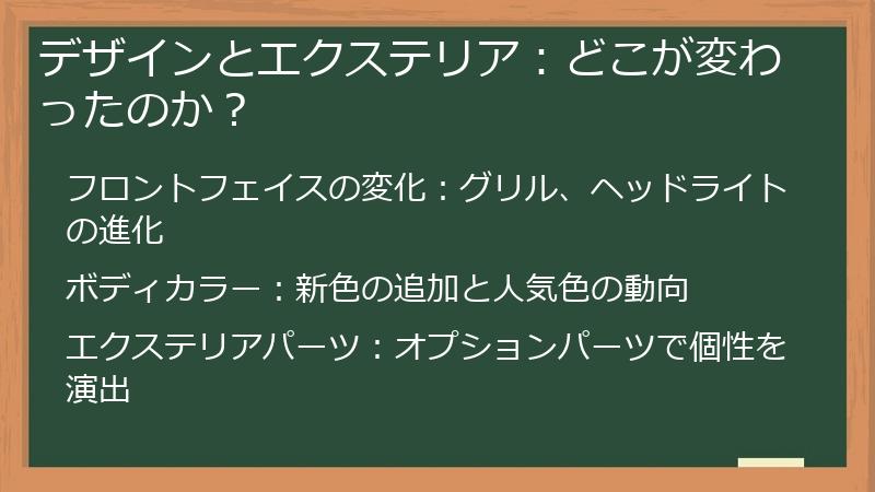 デザインとエクステリア：どこが変わったのか？