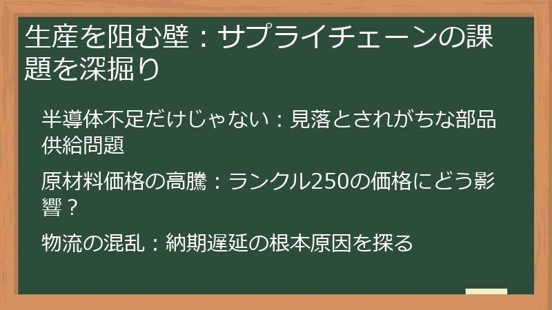 生産を阻む壁：サプライチェーンの課題を深掘り