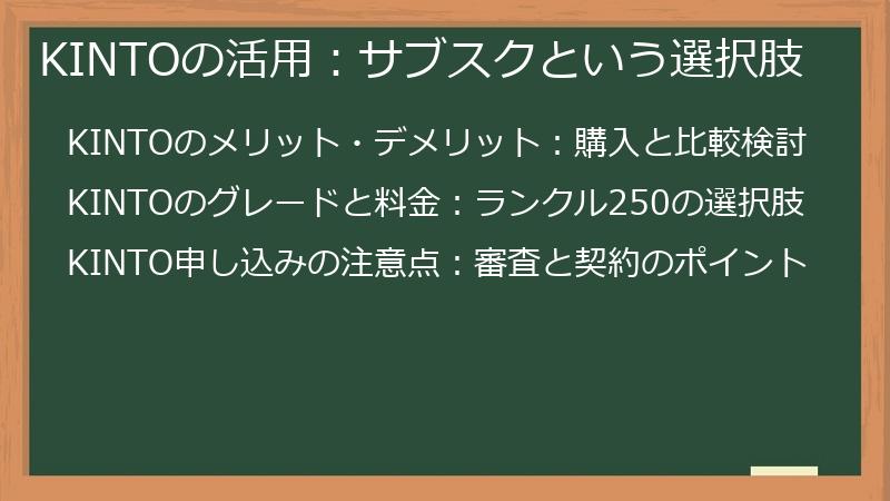 KINTOの活用：サブスクという選択肢