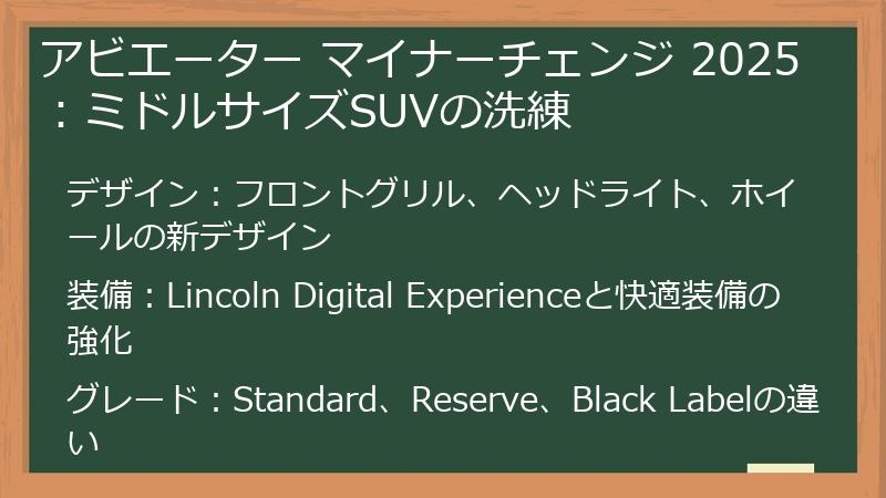 アビエーター マイナーチェンジ 2025：ミドルサイズSUVの洗練