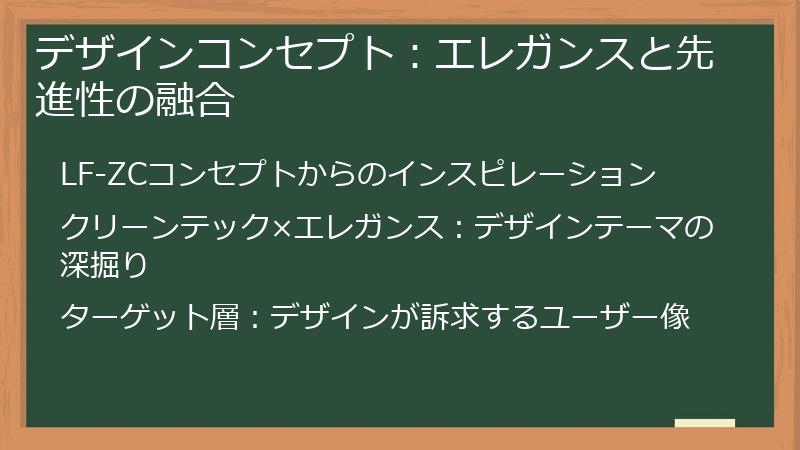 デザインコンセプト：エレガンスと先進性の融合