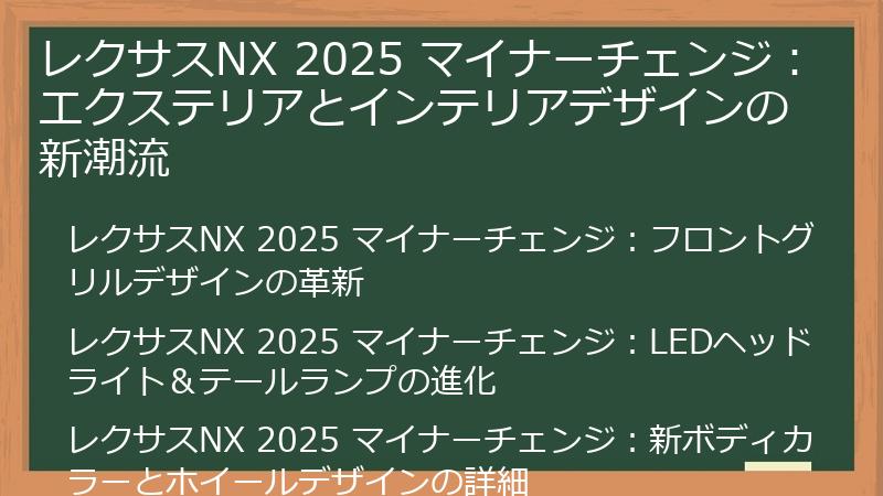 レクサスNX 2025 マイナーチェンジ：エクステリアとインテリアデザインの新潮流