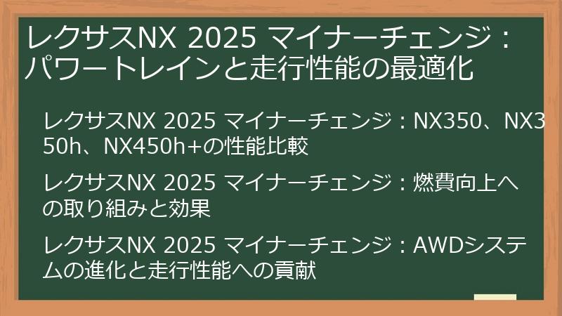 レクサスNX 2025 マイナーチェンジ：パワートレインと走行性能の最適化