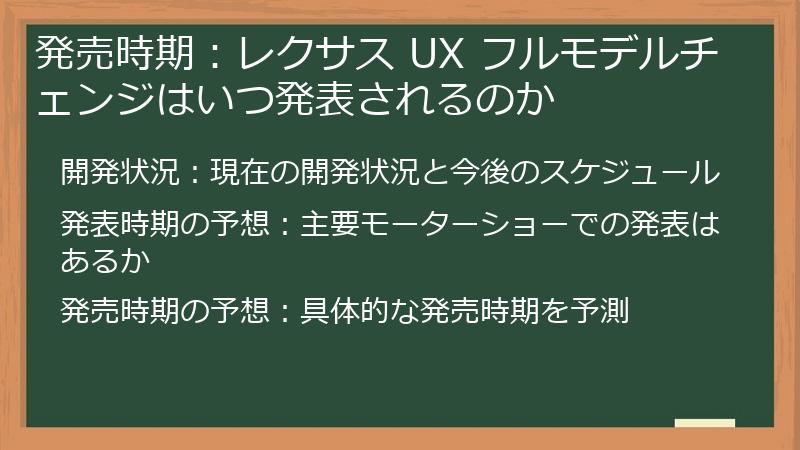 発売時期：レクサス UX フルモデルチェンジはいつ発表されるのか