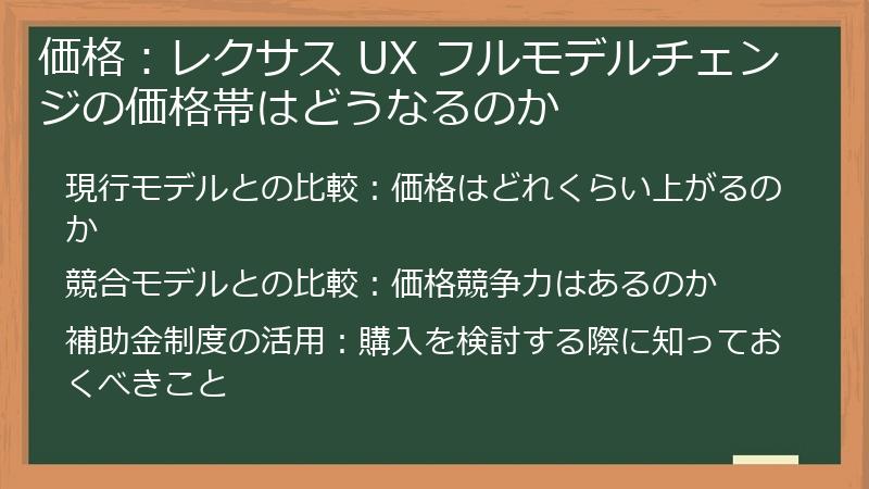 価格：レクサス UX フルモデルチェンジの価格帯はどうなるのか