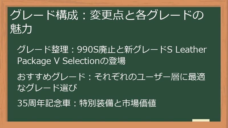 グレード構成：変更点と各グレードの魅力