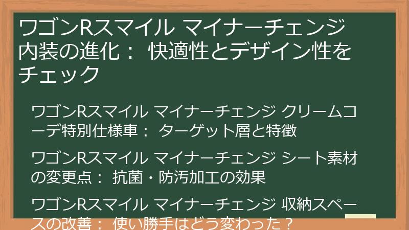 ワゴンRスマイル マイナーチェンジ 内装の進化： 快適性とデザイン性をチェック