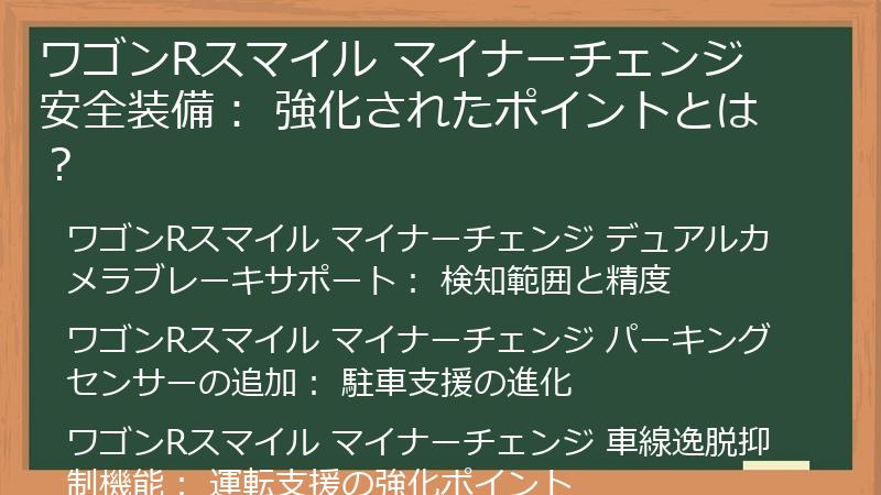 ワゴンRスマイル マイナーチェンジ 安全装備： 強化されたポイントとは？