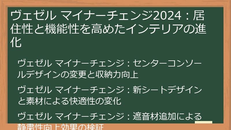 ヴェゼル マイナーチェンジ2024：居住性と機能性を高めたインテリアの進化