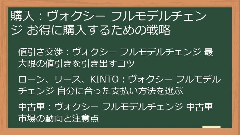 購入：ヴォクシー フルモデルチェンジ お得に購入するための戦略