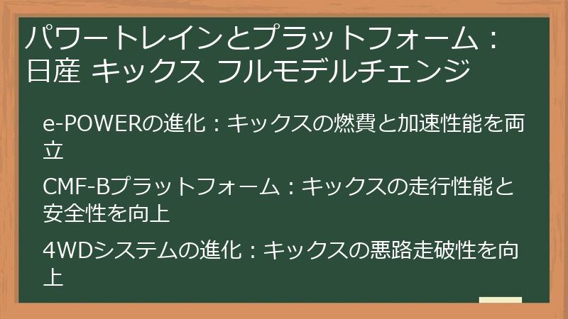 パワートレインとプラットフォーム：日産 キックス フルモデルチェンジ