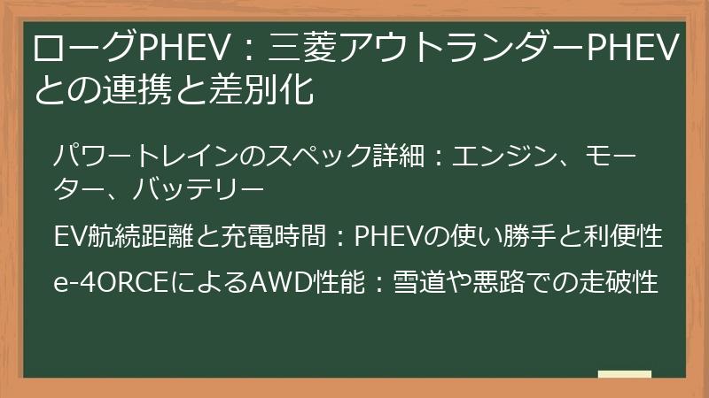 ローグPHEV：三菱アウトランダーPHEVとの連携と差別化