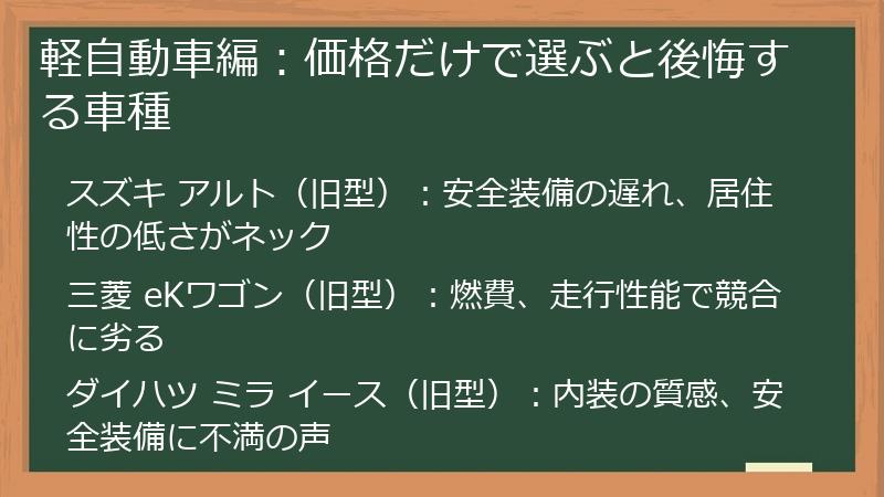 軽自動車編：価格だけで選ぶと後悔する車種