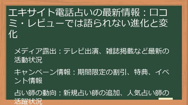 エキサイト電話占いの最新情報:口コミ・レビューでは語られない進化と変化