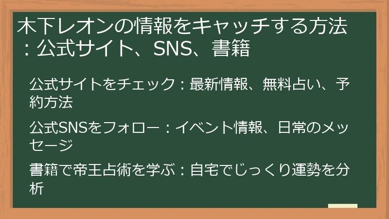 木下レオンの情報をキャッチする方法：公式サイト、SNS、書籍