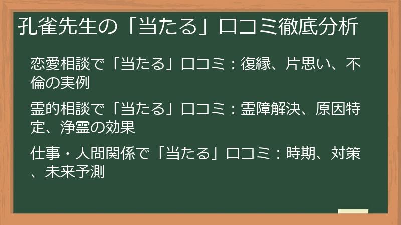 孔雀先生の「当たる」口コミ徹底分析
