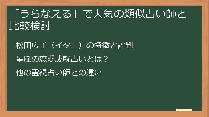 「うらなえる」で人気の類似占い師と比較検討