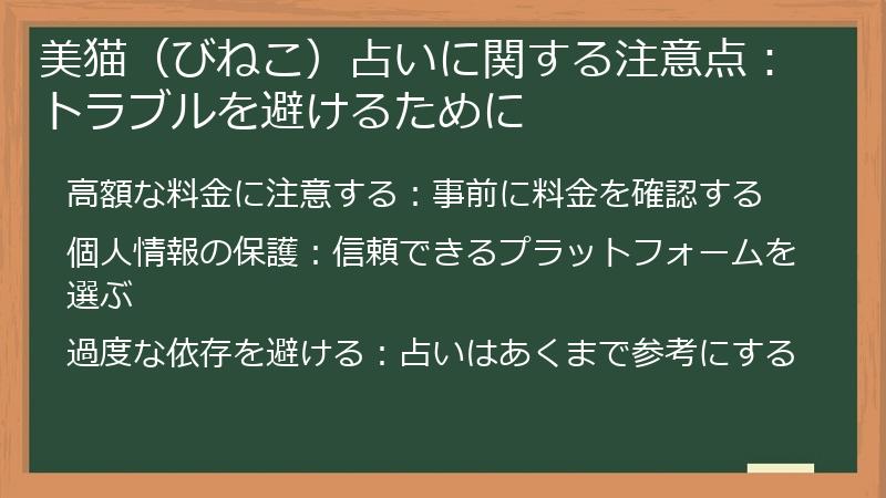 美猫(びねこ)占いに関する注意点:トラブルを避けるために