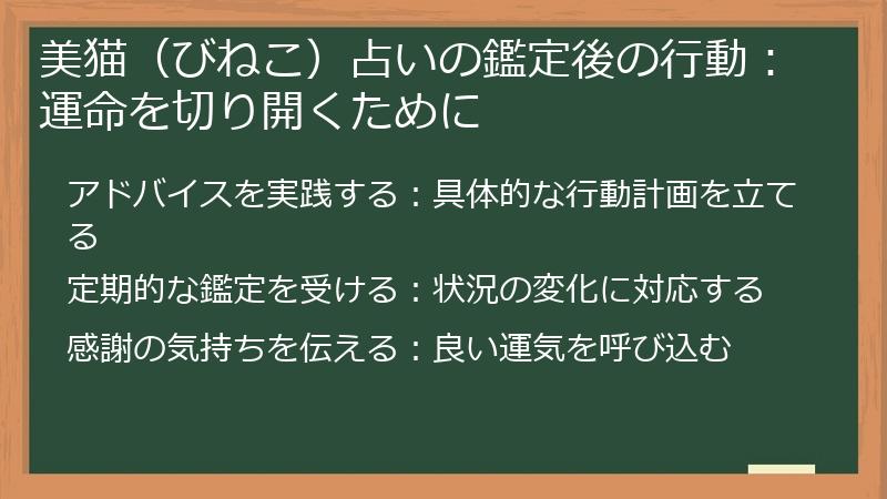 美猫（びねこ）占いの鑑定後の行動：運命を切り開くために