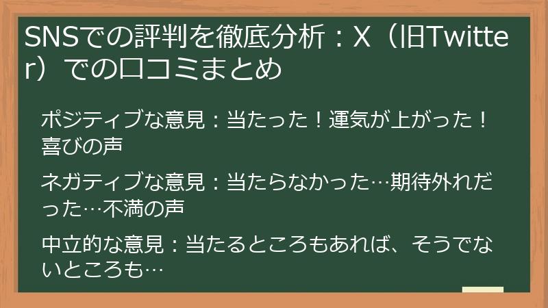 SNSでの評判を徹底分析：X（旧Twitter）での口コミまとめ