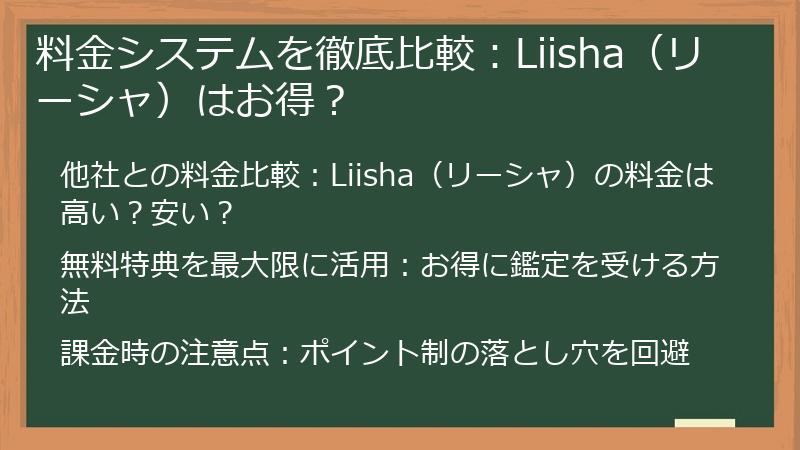 料金システムを徹底比較：Liisha（リーシャ）はお得？