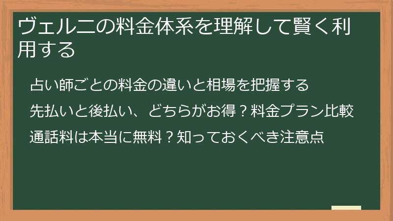 ヴェルニの料金体系を理解して賢く利用する