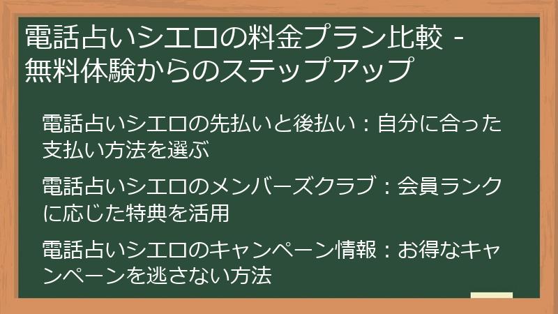 電話占いシエロの料金プラン比較 - 無料体験からのステップアップ