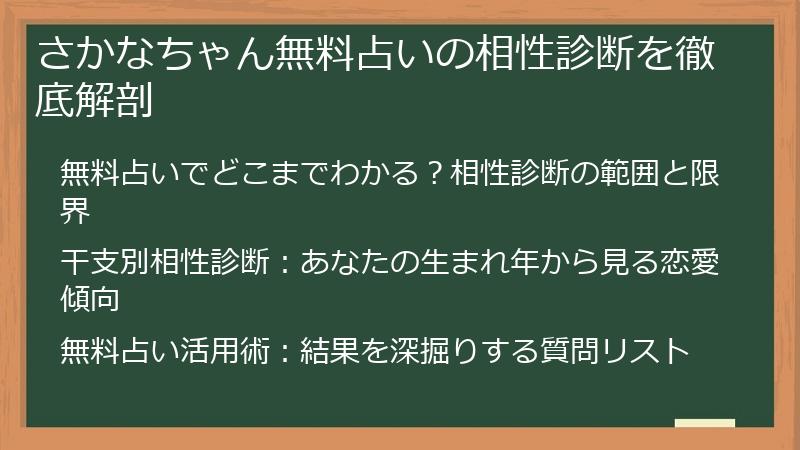 さかなちゃん無料占いの相性診断を徹底解剖