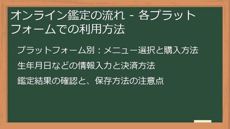 オンライン鑑定の流れ - 各プラットフォームでの利用方法