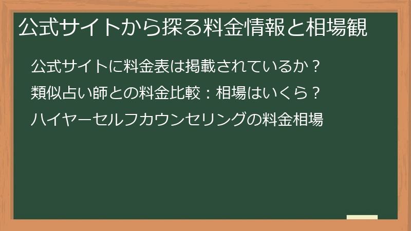 公式サイトから探る料金情報と相場観