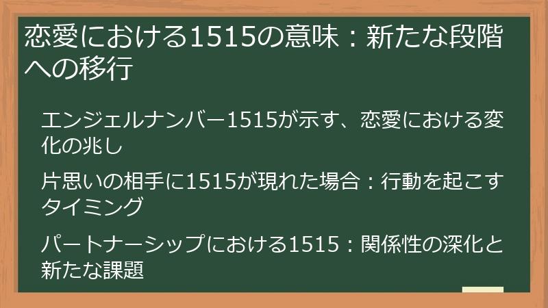 恋愛における1515の意味：新たな段階への移行