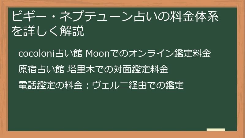 ビギー・ネプテューン占いの料金体系を詳しく解説