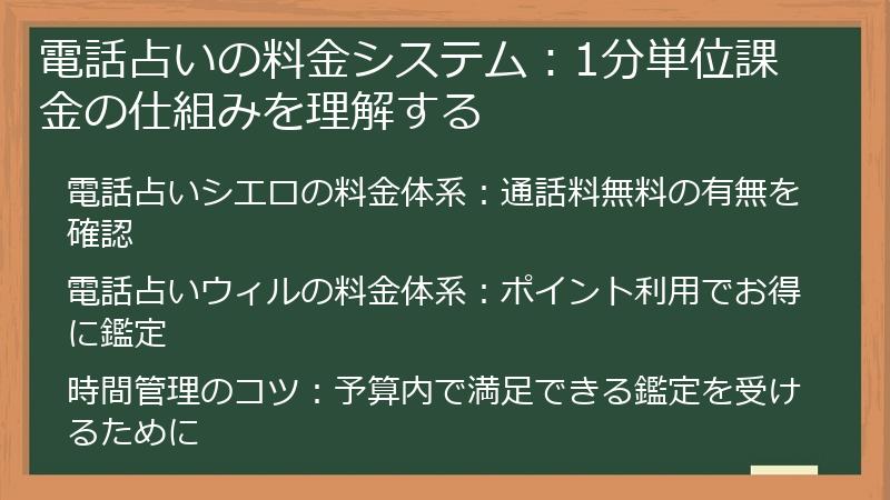 電話占いの料金システム：1分単位課金の仕組みを理解する
