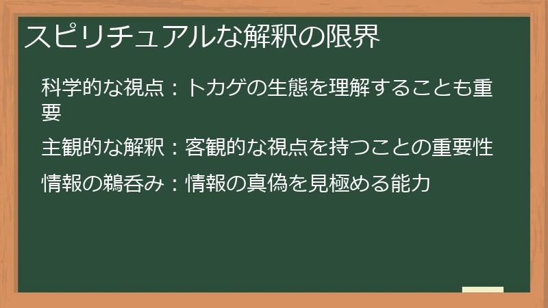 スピリチュアルな解釈の限界