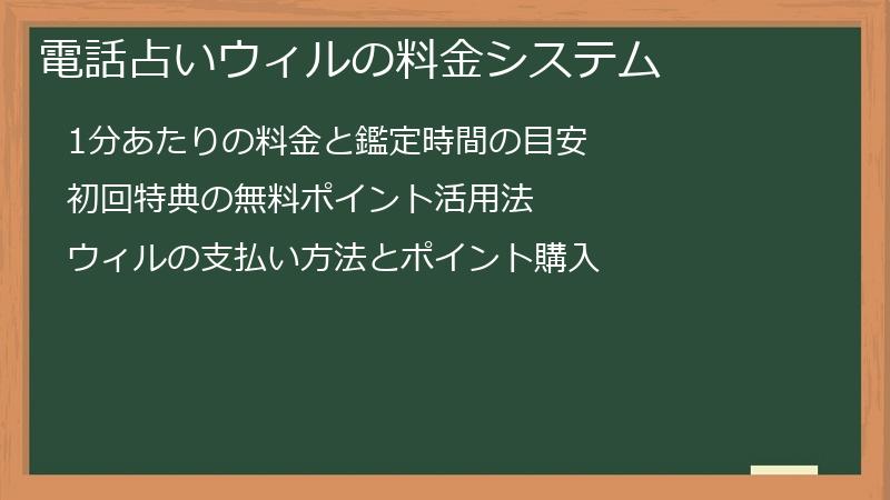 電話占いウィルの料金システム