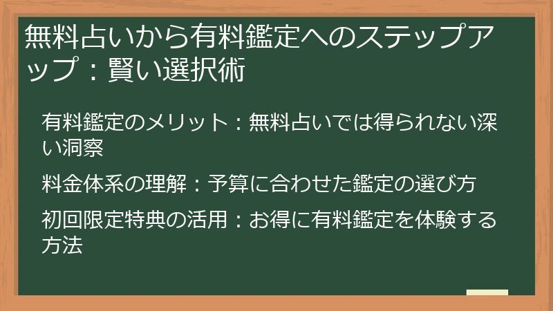 無料占いから有料鑑定へのステップアップ：賢い選択術