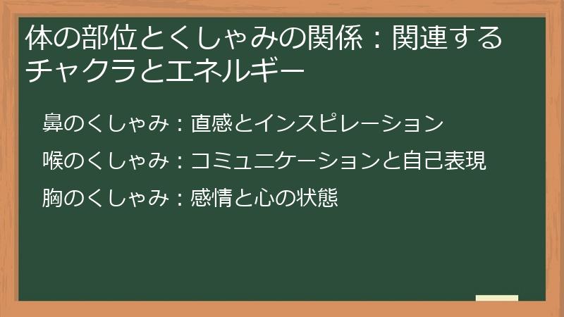 体の部位とくしゃみの関係：関連するチャクラとエネルギー
