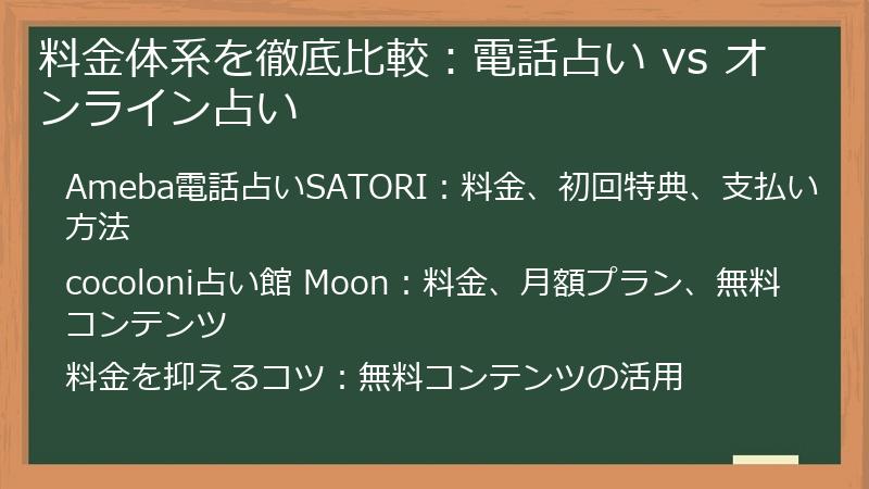 料金体系を徹底比較：電話占い vs オンライン占い
