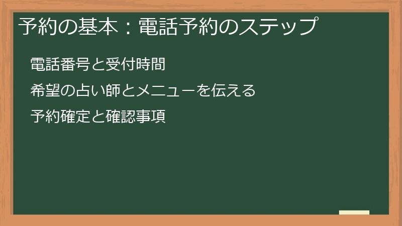 予約の基本：電話予約のステップ