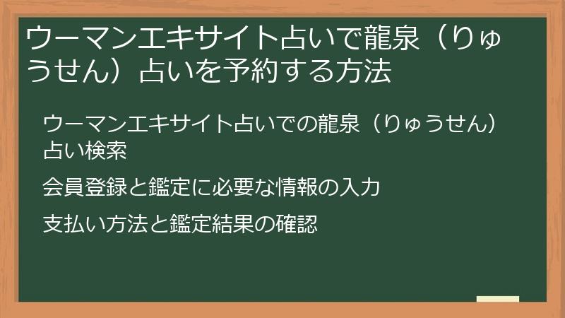ウーマンエキサイト占いで龍泉（りゅうせん）占いを予約する方法