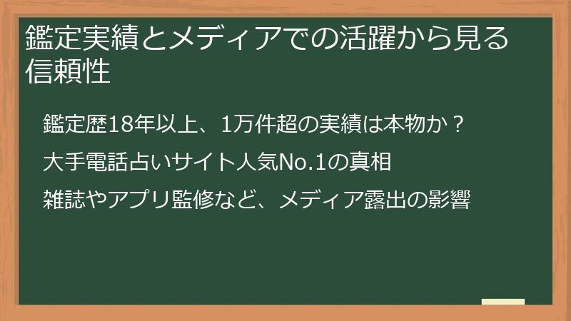 鑑定実績とメディアでの活躍から見る信頼性