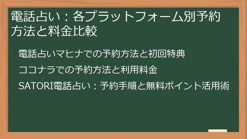 電話占い：各プラットフォーム別予約方法と料金比較