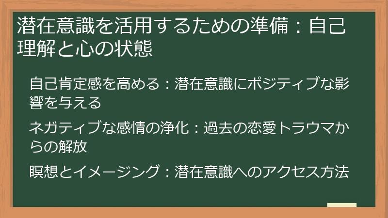 潜在意識を活用するための準備：自己理解と心の状態