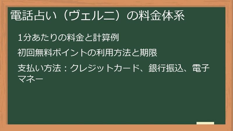 電話占い（ヴェルニ）の料金体系