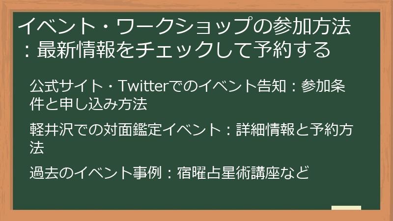 イベント・ワークショップの参加方法：最新情報をチェックして予約する