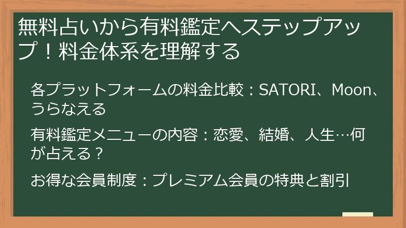 無料占いから有料鑑定へステップアップ！料金体系を理解する