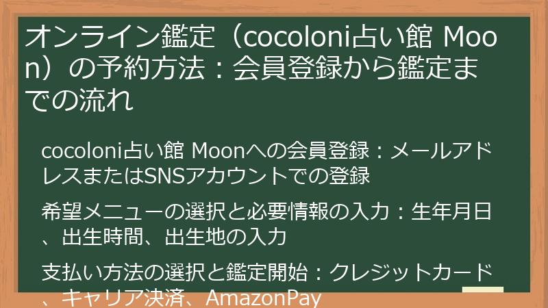 オンライン鑑定（cocoloni占い館 Moon）の予約方法：会員登録から鑑定までの流れ