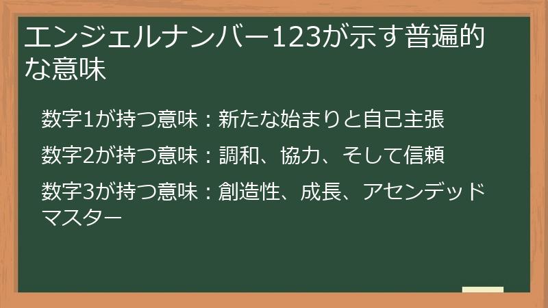 エンジェルナンバー123が示す普遍的な意味